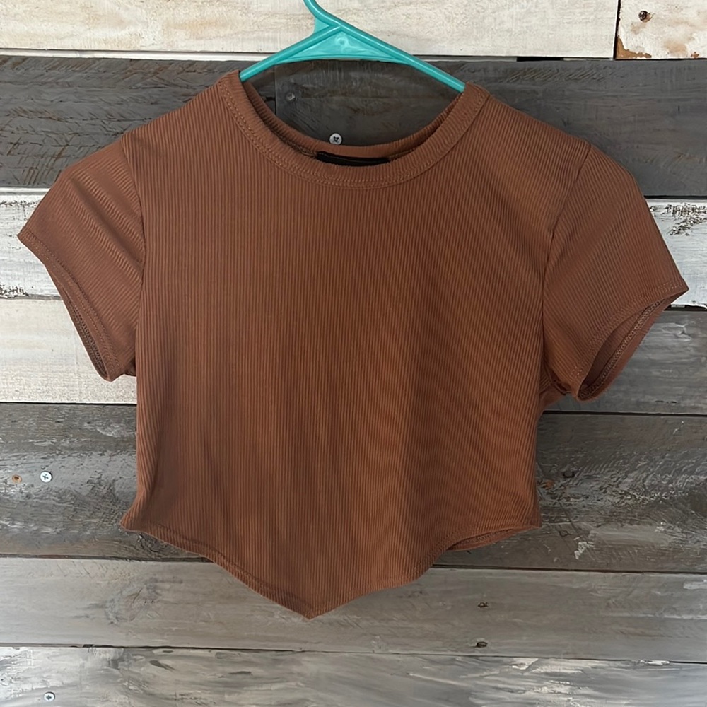 Brown V-Cropped t-shirt